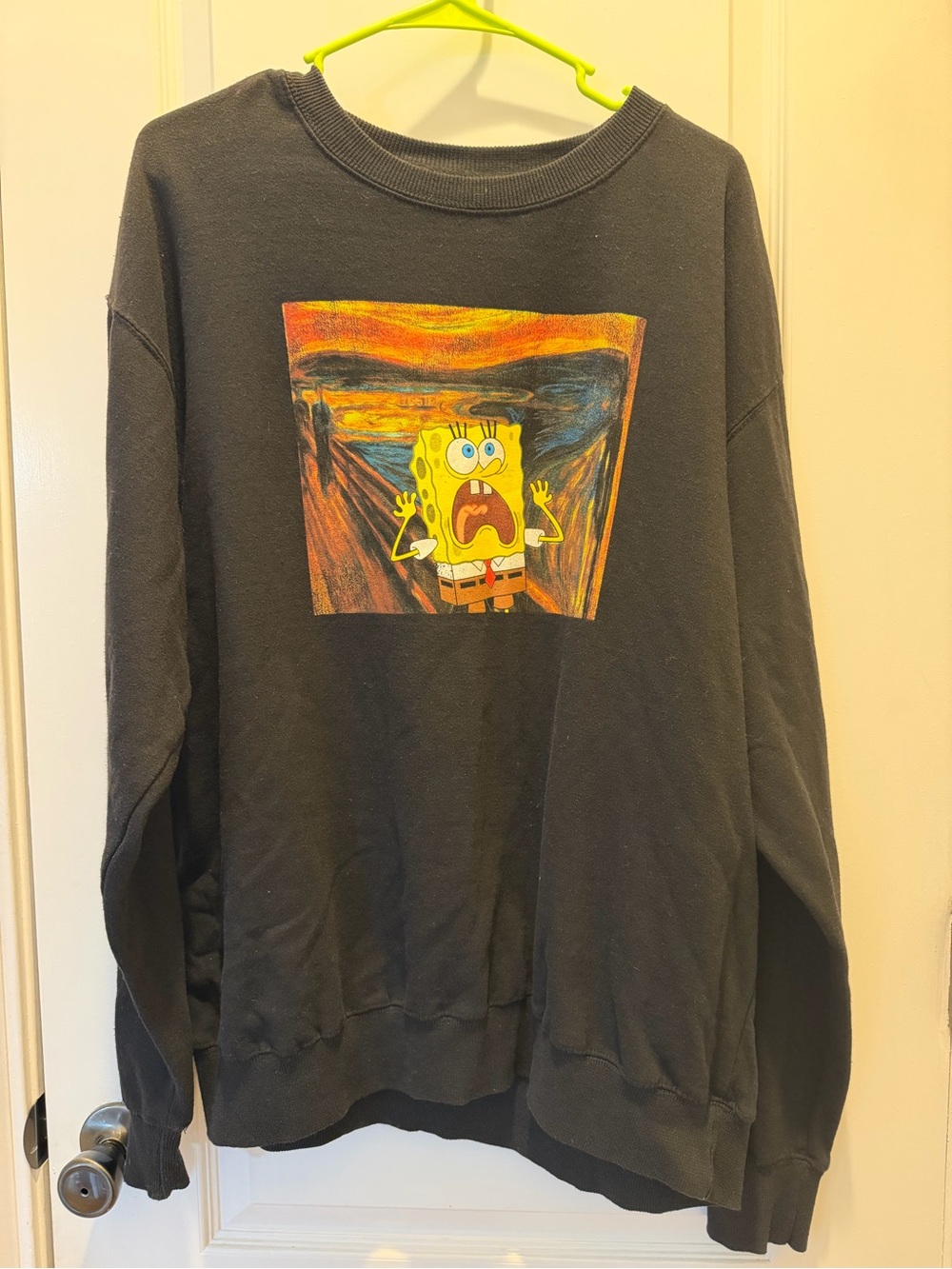 Nickelodeon Black Sweatshirt with Yellow SpongeBob 'The Scream' Graphic